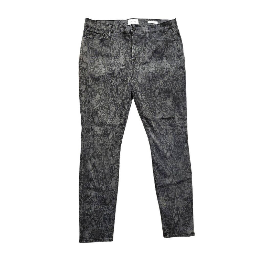 Frame 'Le Skinny de jeanne' womens jeans 34x29 black Tonal Python Stretch